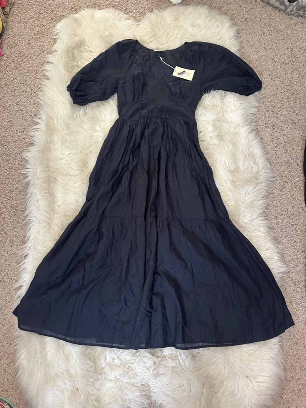 NWT Universal Thread navy blue Maxi Dress with Puff Sleeves